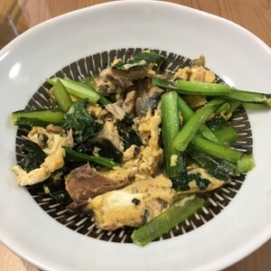 鯖の水煮缶と小松菜炒め